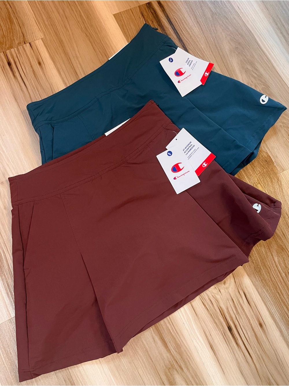 NEW Lot 2 Champion Womens 4 Skort Skirt Shorts Brown Teal Golf Pickleball Tennis